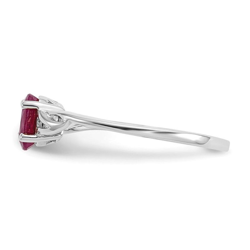 10k White Gold Polished Genuine Ruby Birthstone Ring_voghion.com