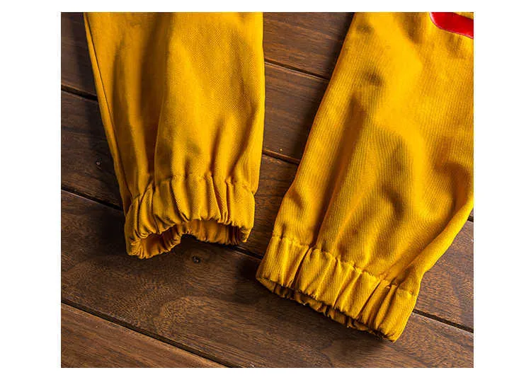 Jeans Sokotoo Men's letters printed long sleeve yellow joggers jumpsuits Y2K Youth overalls Coveralls T221102_voghion.com