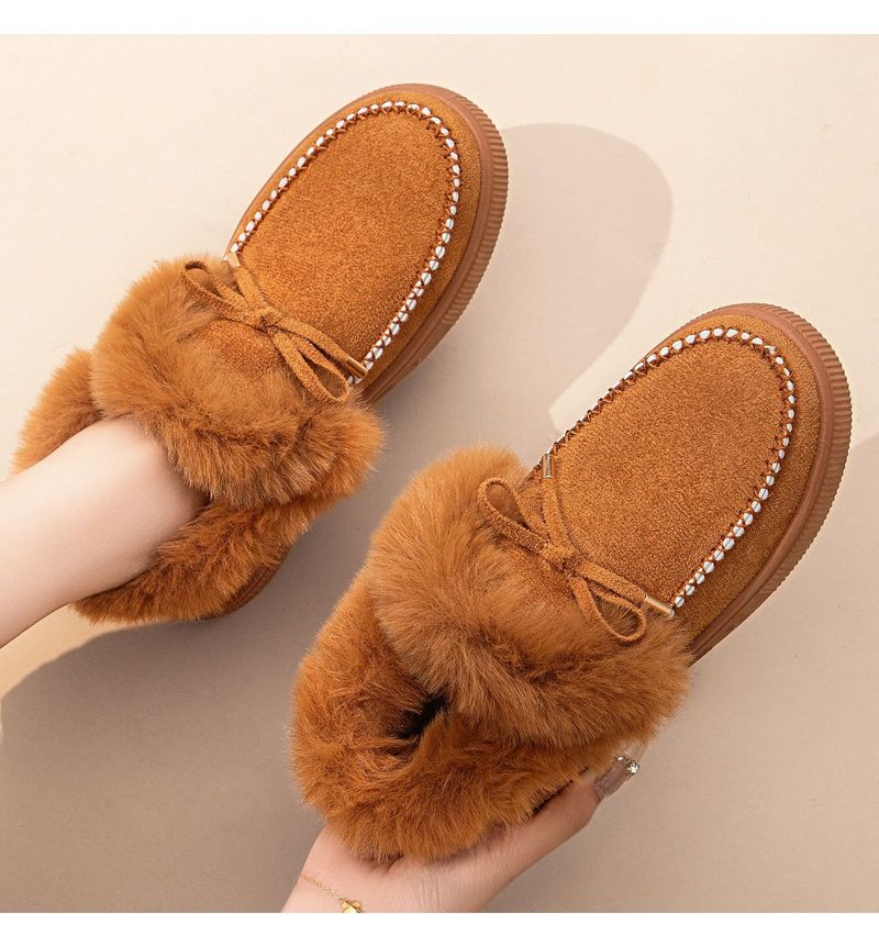 ShoeGlobe Stivali da neve alla moda con fiocco, caldi e comodi, da donna, in cotone, resistenti al freddo, spessi e pelosi_voghion.com