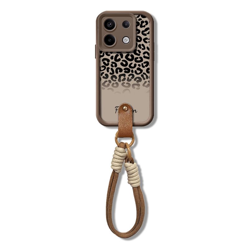 Leopard Print Lanyard Phone Case For Xiaomi 14T 12 13 13T 11T 12T Poco X6 X5 X3 F3 F5 Pro Lite Hang Strap Wrist Chain_voghion.com
