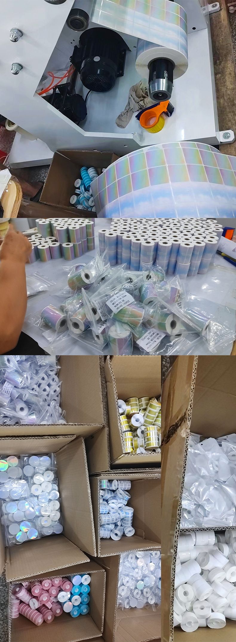 Customizable Thermal Laser Holographic Sticker Labels - Gold/Silver Reflective D30 Labels For Packaging & Branding_voghion.com