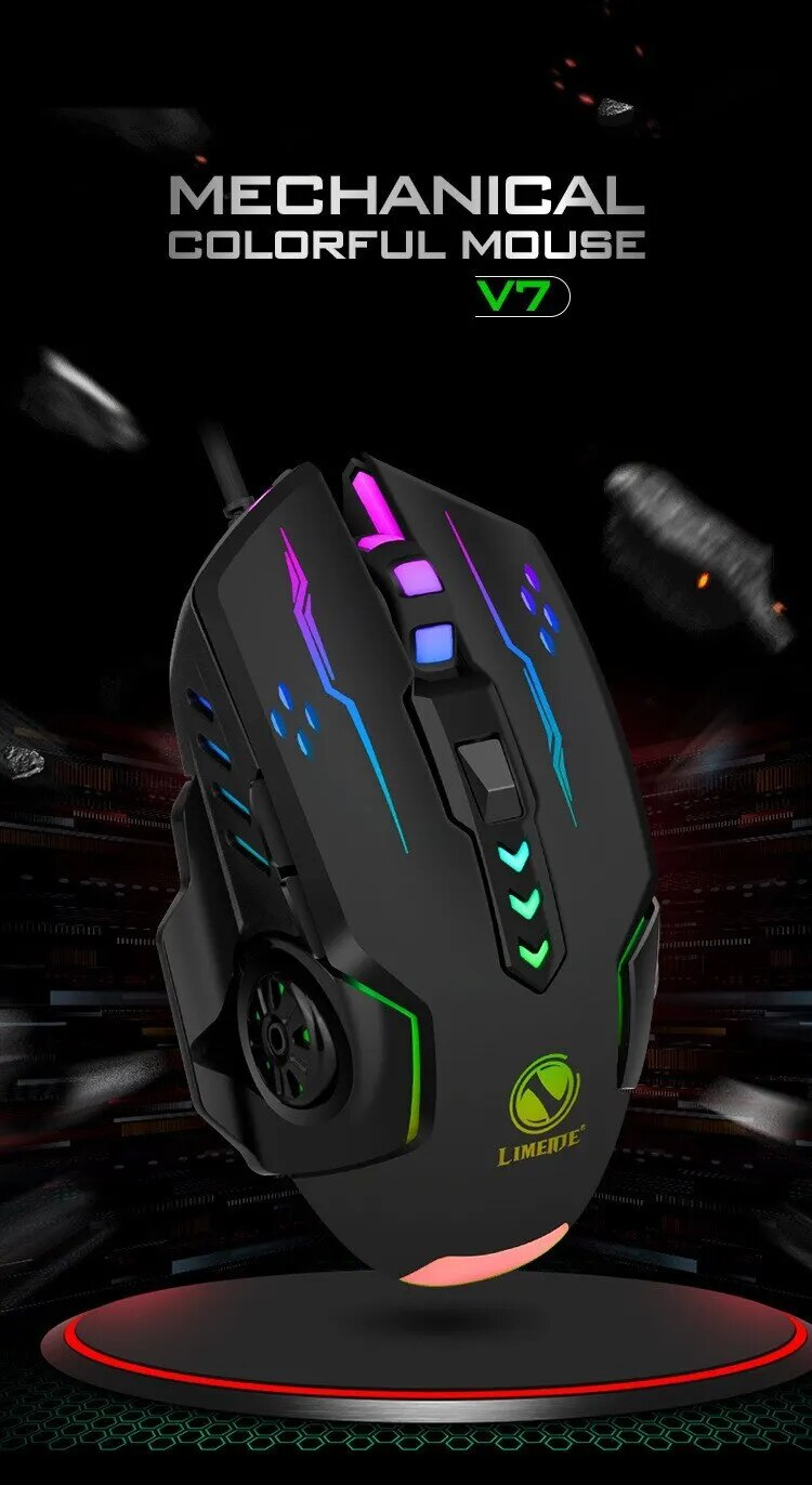Przewodowa mysz mechaniczna do gier USB Luminous Light Regulowana optyczna mysz dla graczy do gier komputerowych_voghion.com
