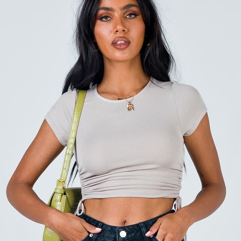 Sexy Pit Stripe Open Navel Short Savelkamās siksniņas apaļš kakla t-krekls ar īsām piedurknēm_voghion.com