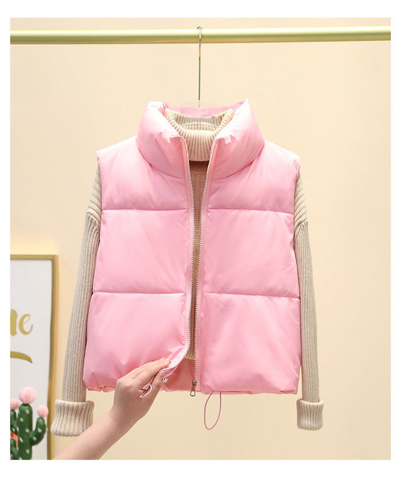 Gilet matelassé sans manches pour femme - Veste courte matelassée pour l'automne et l'hiver, superposition légère et chaude, tenue décontractée et de bureau_voghion.com