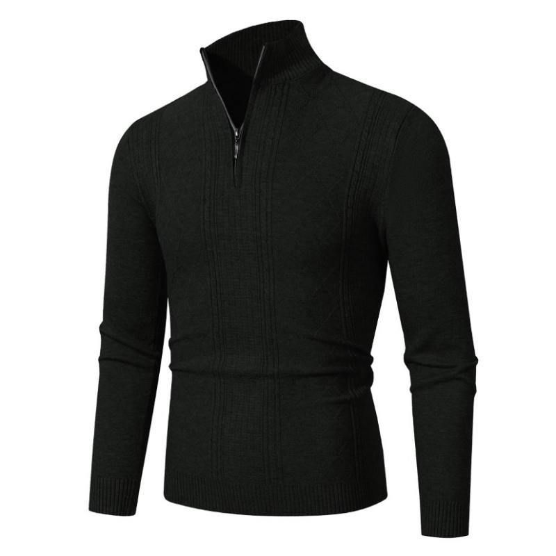 Grob gestrickter Herrenpullover – Thermopullover mit Reißverschlusskragen, entspannte Passform und maschinenwaschbar (M-3XL, 4 Farben, Winter-Freizeitkleidung)_voghion.com