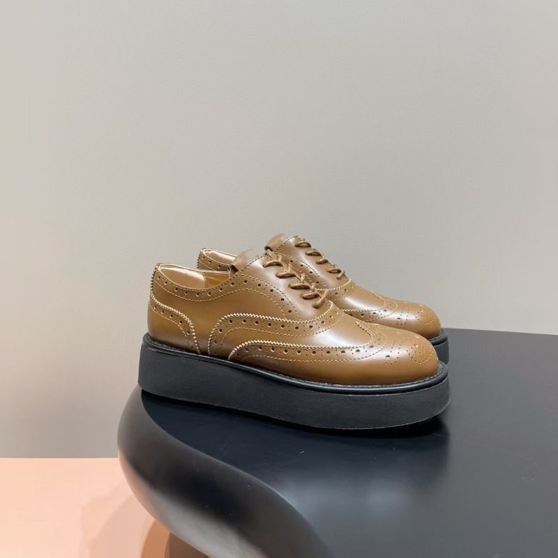 High Quality Guangzhou Releases 2024 Spring/Summer New MIU Lace Up Thick Soled Loafers, Flat Bottomed Leather Punched_voghion.com