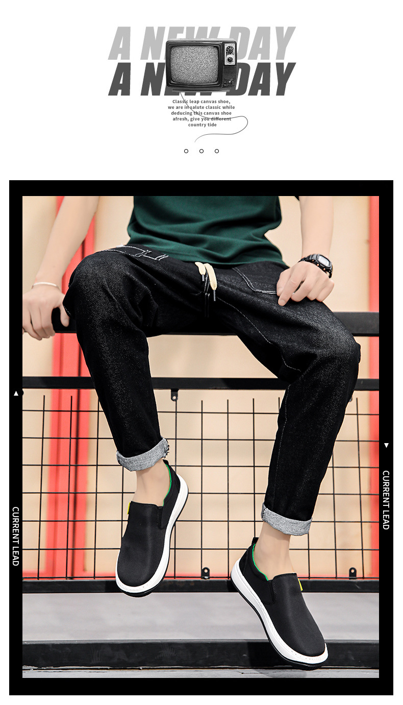 Canvas men's shoes spring breathable new men's trend with a slip-on loafers_voghion.com