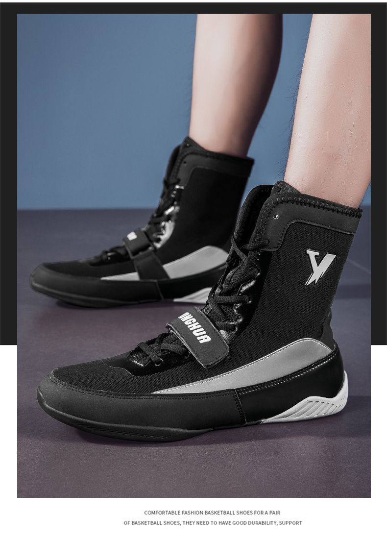 Herrenschuhe Neue atmungsaktive, rutschfeste High-Top-Trainings-Wrestlingschuhe für Herren, leichte, verschleißfeste Boxschuhe_voghion.com