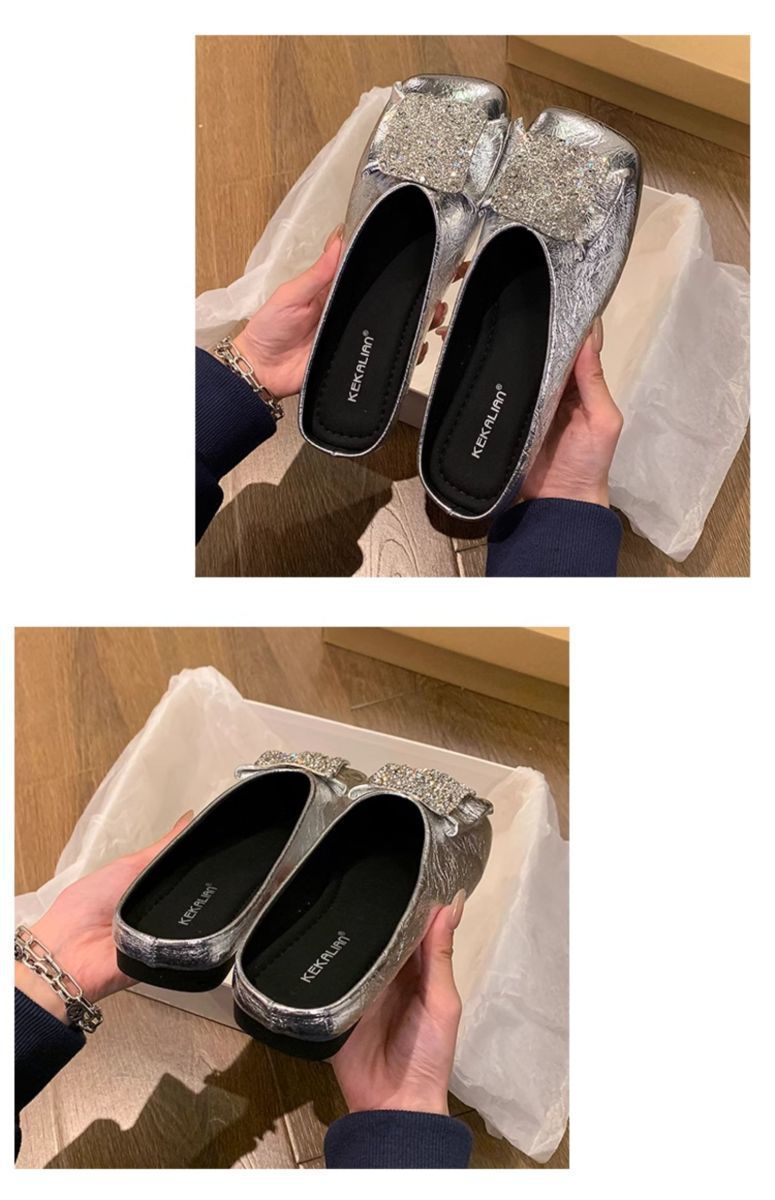 Baotou Mezze Ciabatte Estive Capispalla 2025 Nuovo Stile Super Hot One Step Stepping Donna Francese Lusso Argento Singolo_voghion.com