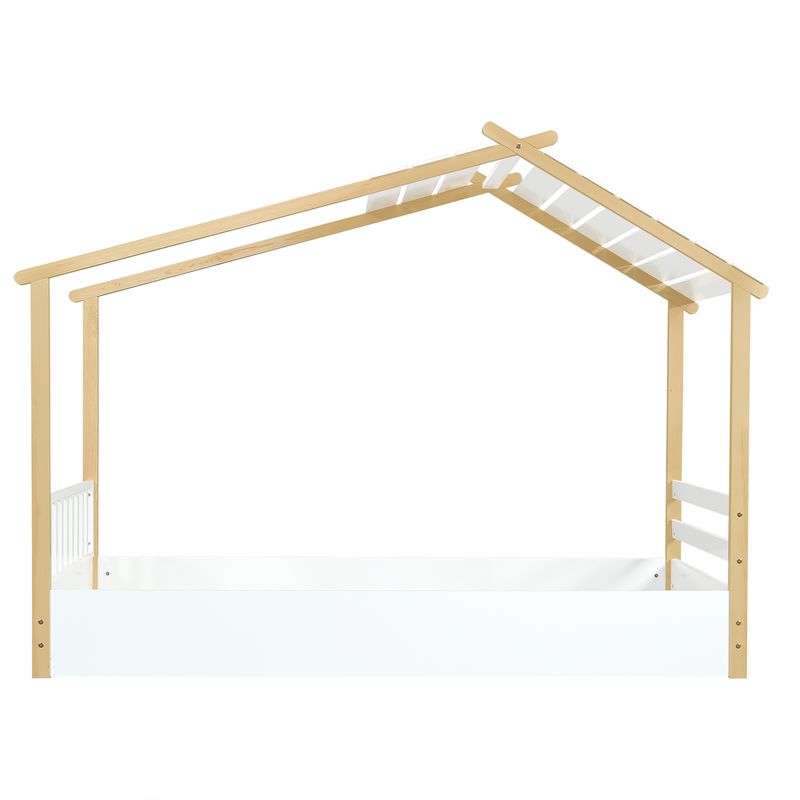 Holzbett 90x190cm In Hausdesign, Schlichtes Design, Bianco+Natur_voghion.com