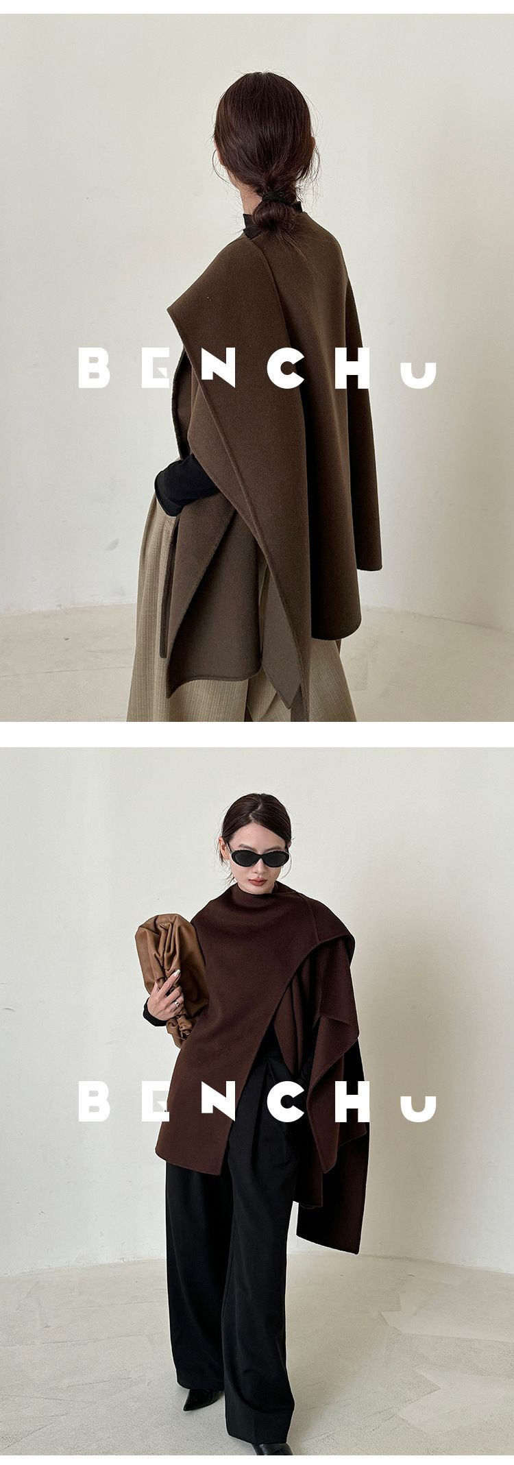 Double-Sided Wool Cape Shawl Woolen Coat For Women Autumn Winter New Simple Style High-End Feel Top_voghion.com