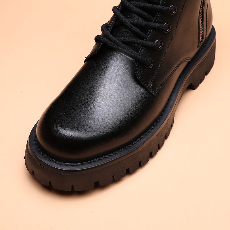 Martin Boots Herren Low-Top Retro Style Leder Dickbesohlte Erhöhung Lokomotive Werkzeug Kurze Stiefel_voghion.com