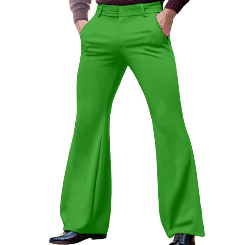 Men's Clothing Youth Formal Business Solid Color Elastic Slim Fit Flared Suit Pants_voghion.com