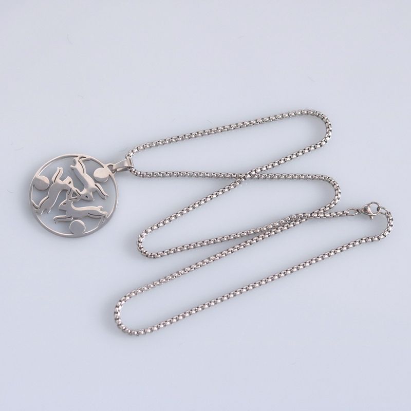 Druid Talisman Celtic Animal Pendant Three Hares Stainless Steel Totem Necklace Easter_voghion.com