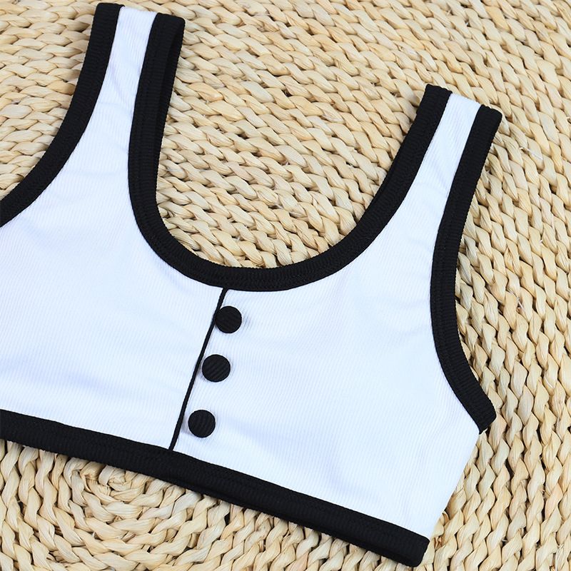 Women's Clothing Black And White Simple Ins Style Split Swimsuit Bikini_voghion.com