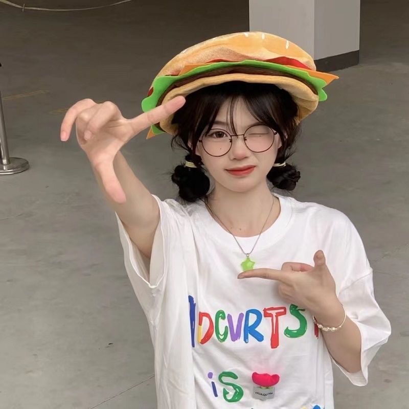Foto di cappello da hamburger, divertente e carino, cartone animato, ragazza, cappello da hamburger_voghion.com