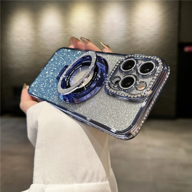 Plating Flash Glitte Magnetic Holde Phone Case Fo IPhone 11 12 13 14 Po Max Bumpe Potecto On 15 Plus_voghion.com
