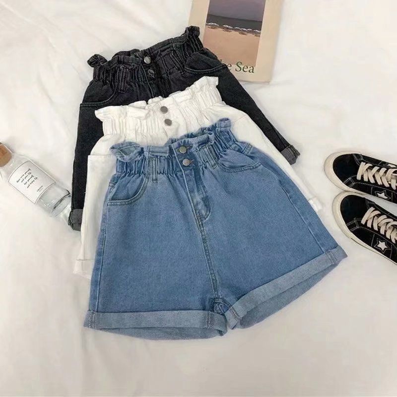 Damkläder Lår Tjocka jeansshorts För Kvinnor Stor Storlek Fett Mm Elastisk midja Smal Lös Bred Ben A Line Hot Pants Trendiga Kvinnor_voghion.com