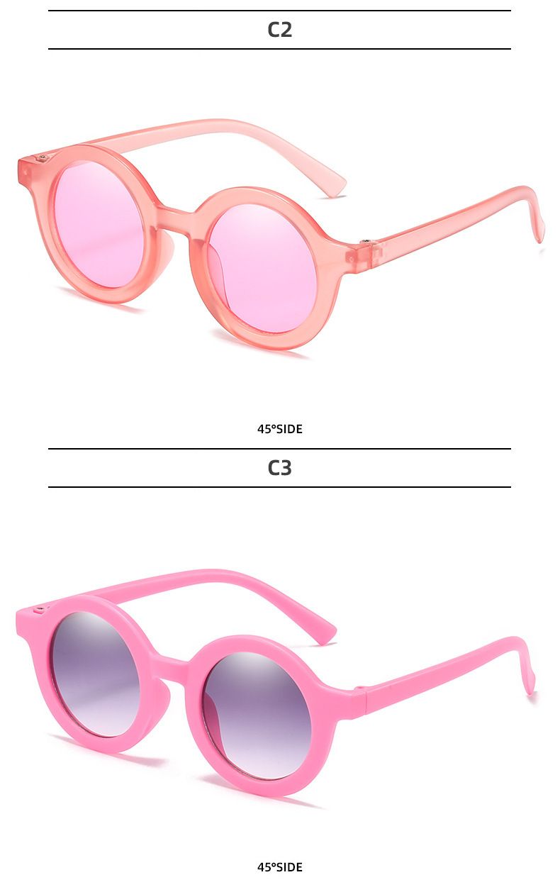 Gafas de sol con montura redonda, modernas y modernas, estilo crema de Instagram, para niños, versión coreana, resistentes a los rayos UV para bebés_voghion.com