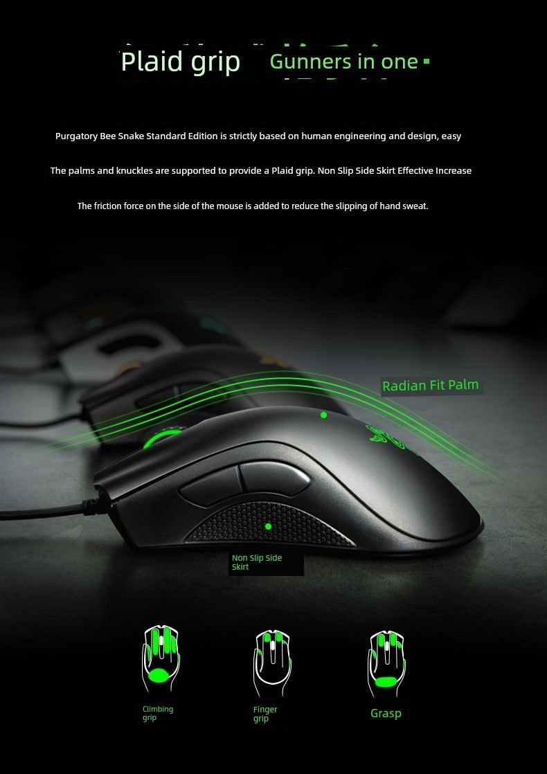 DeathAdder Essential Razer Death Adder Standard Edition USB-dator E-sport Trådbunden Gamingmus Lol_voghion.com