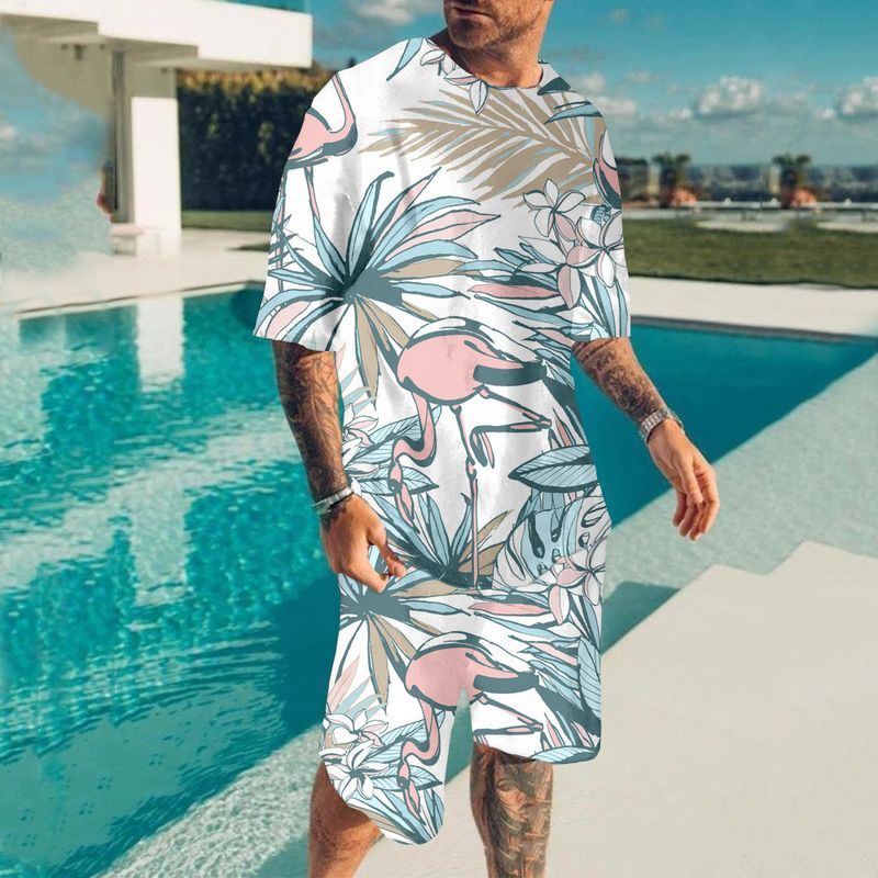 Ensemble 2 pièces ample et décontracté pour hommes, manches courtes et Short, vacances hawaïennes, à la mode et à la mode, 2023_voghion.com