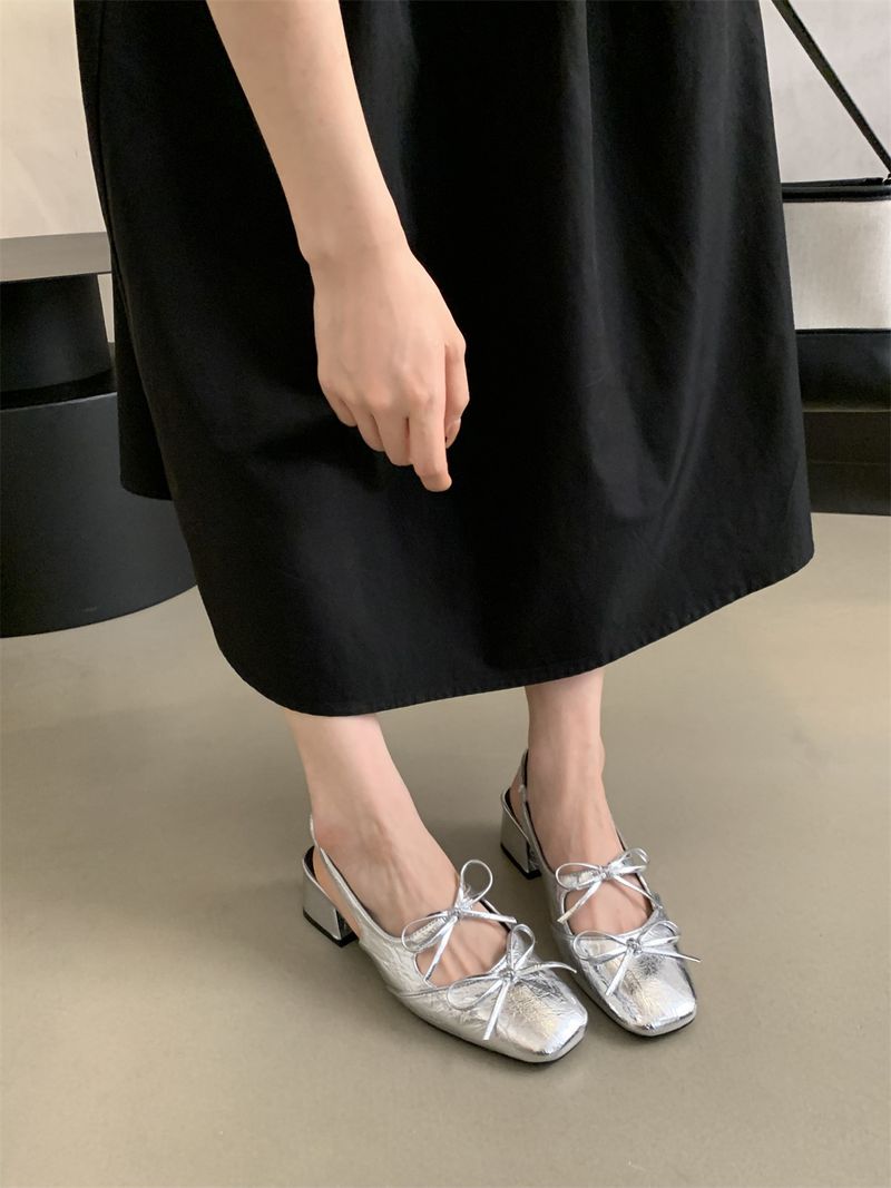 Damen Offene Zehensandalen 2025 Sommer Neue Französische Fee Wind Abend Zwergenabsatz Silber Einzelschuhe_voghion.com