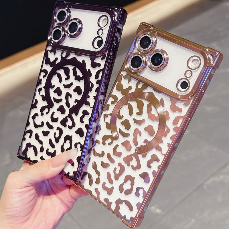 Custodia magnetica per iPhone 17 con stampa leopardata, per 16 Pro Max, 15 Plus, 14Pro, trasparente, morbida._voghion.com