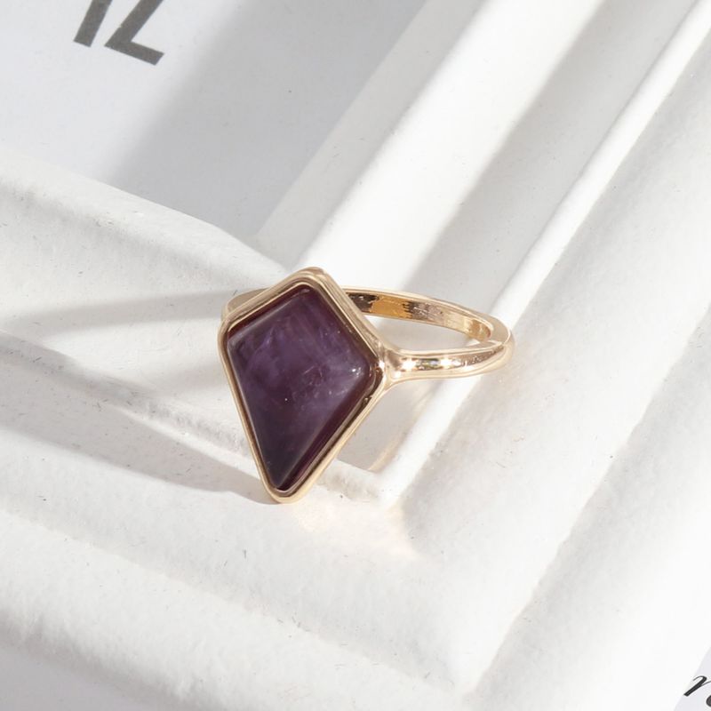 Trendy Design Modeschmuck Naturstein eingelegt geometrische Form modische Textur eleganter Ring für Frauen_voghion.com