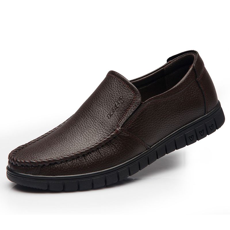 Frühlingsmode Herren-Fahrschuhe mit weicher Sohle, Slip-On-Freizeitschuhe, Obermaterial aus Leder, bequeme Polyurethan-Innensohle, Gummi-Außensohle_voghion.com