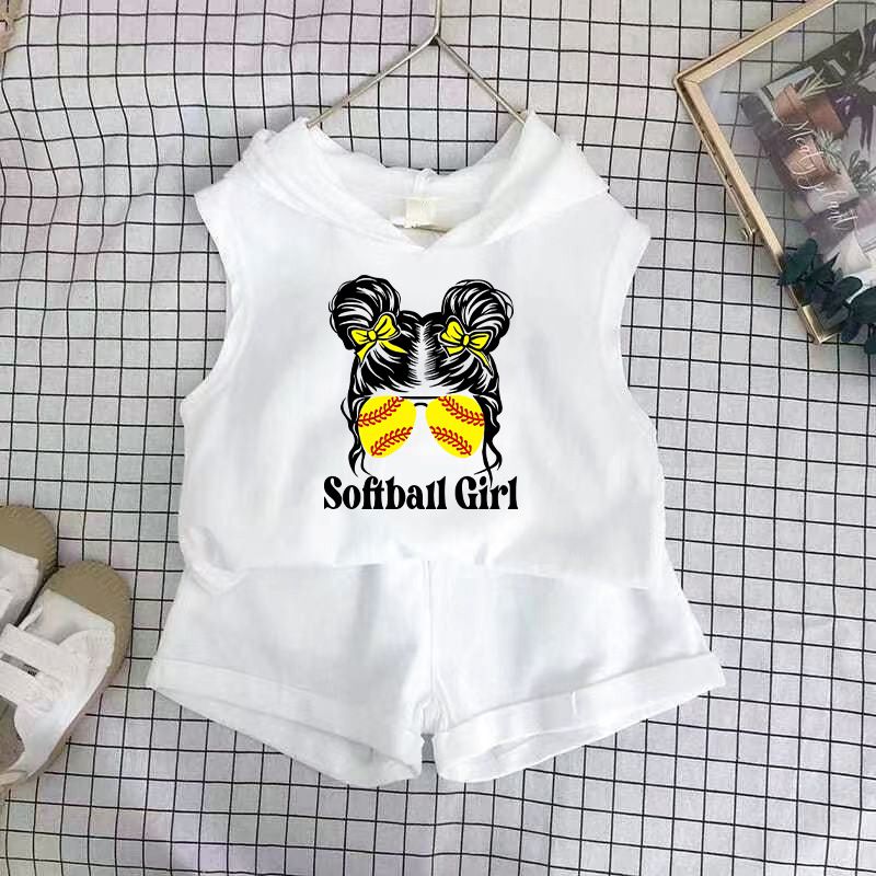 Children's Clothing 2025 New Girls Shorts Suit Hooded Two Piece Korean Style Fashion Cartoon Vest Trend_voghion.com