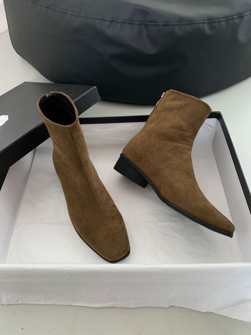 Bottines minimalistes à bout carré pour femme, style haut de gamme, style coréen, nouveauté hiver 2025, bottes slim françaises_voghion.com