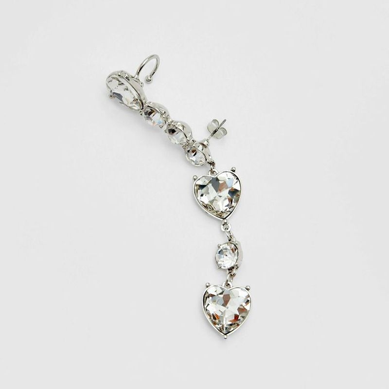 Boucles d'oreilles tendance en forme de cœur pour femme, avec strass et pompon_voghion.com