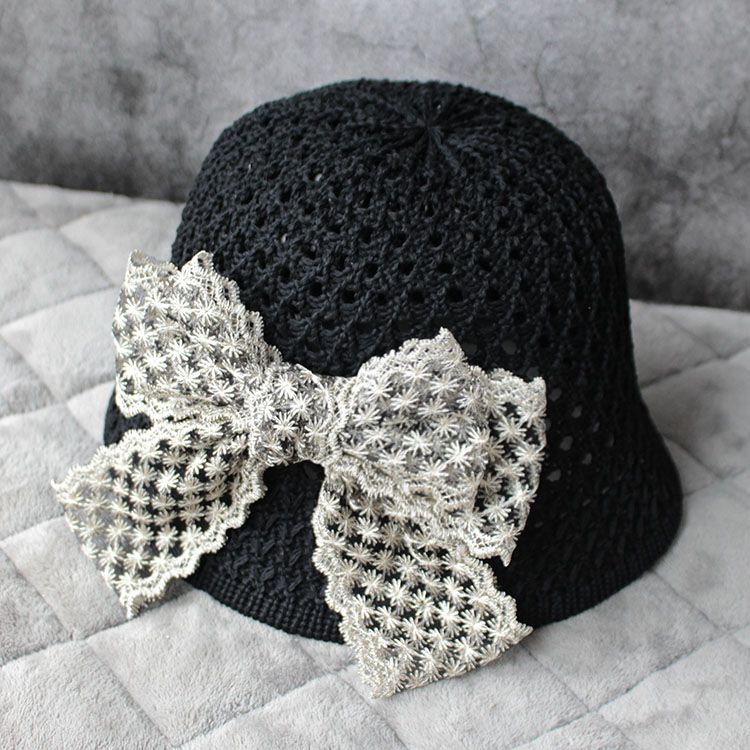 Cappello da pescatore in paglia con fiocco in pizzo estivo, cappello da sole per bambini_voghion.com