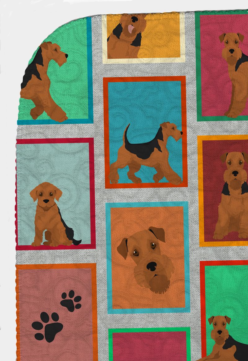 Lots of Airedale Terrier Quilted Blanket 50x60 Artwork Pattern Quilted Throw Blanket for Bed, Couch, Sofa, Soft and Lightweight_voghion.com