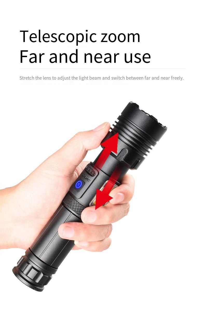 Nuova torcia elettrica ricaricabile P90 LED multifunzione per esterni con zoom telescopico P70_voghion.com