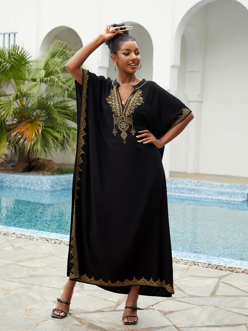 Abito da spiaggia oversize da donna – Tunica leggera in rayon con collo alto, copri bikini, copricostume da bagno_voghion.com