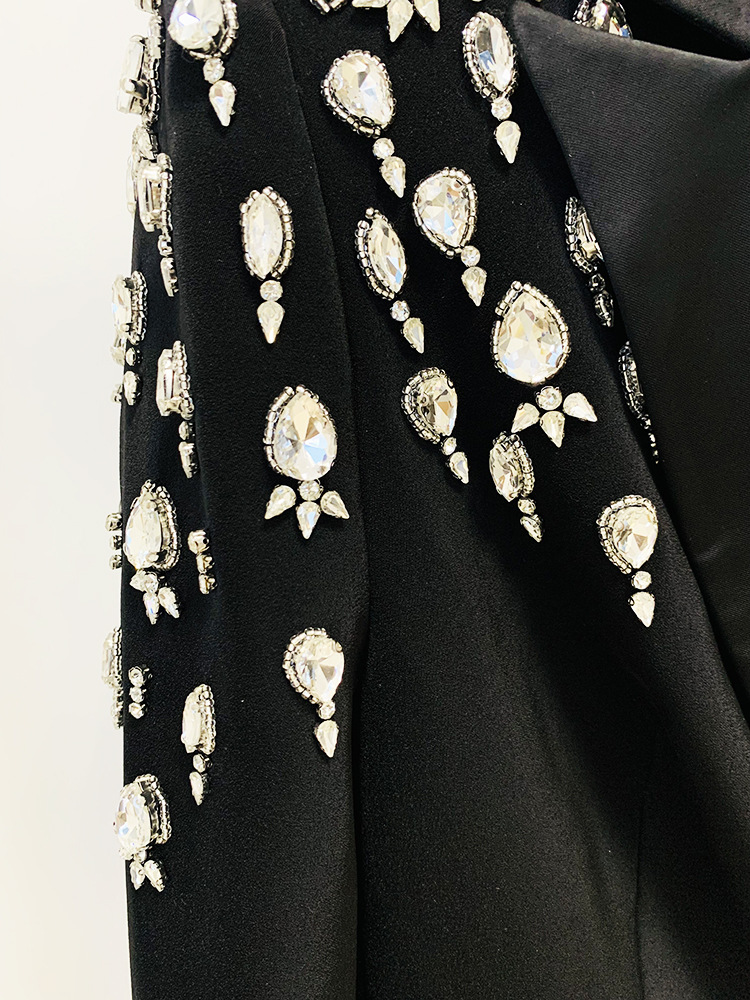 Modische Slim-Fit-Anzugjacke mit Perlen und Diamanten für Damen_voghion.com