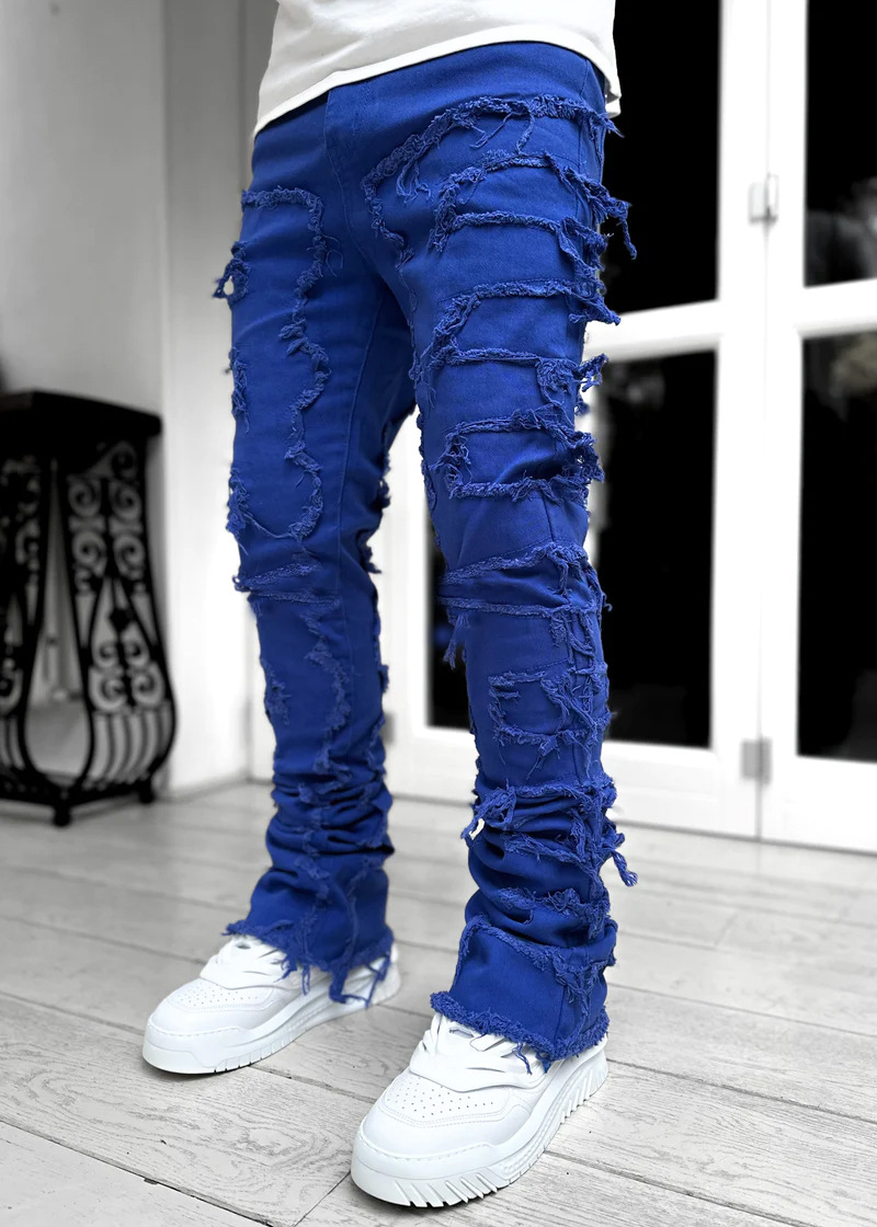 Mode Stretch Patch männer Jeans Y2K Patchwork Kreative Quasten Dekoration Gerade Denim Hosen Für Männer Hip Hop Jean Hosen_voghion.com