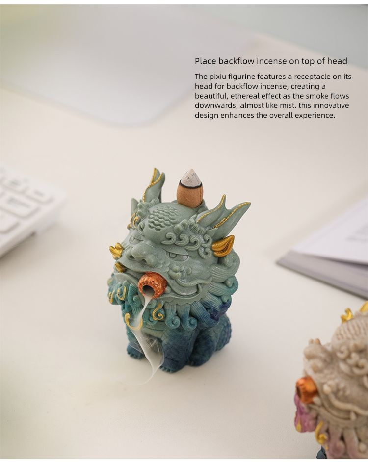 Zandstenen Pixiu, rijkdom aantrekkend ornament, Zen-stijl backflowbrander, agarhout, sandelhout salontafel, theehuisdier_voghion.com