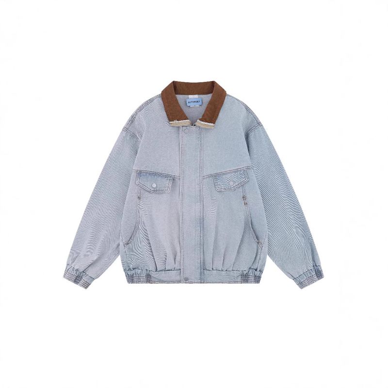 Actorwet2025 Frühling Neue Denimjacke für Herren und Damen der American Street Trendy Brand mit Farbblockkragen_voghion.com