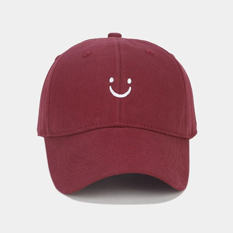 Smiley Face Trucker Washed Dad for Men Women Cute Baseball Caps Unstructured Smile Embroidered Hat_voghion.com