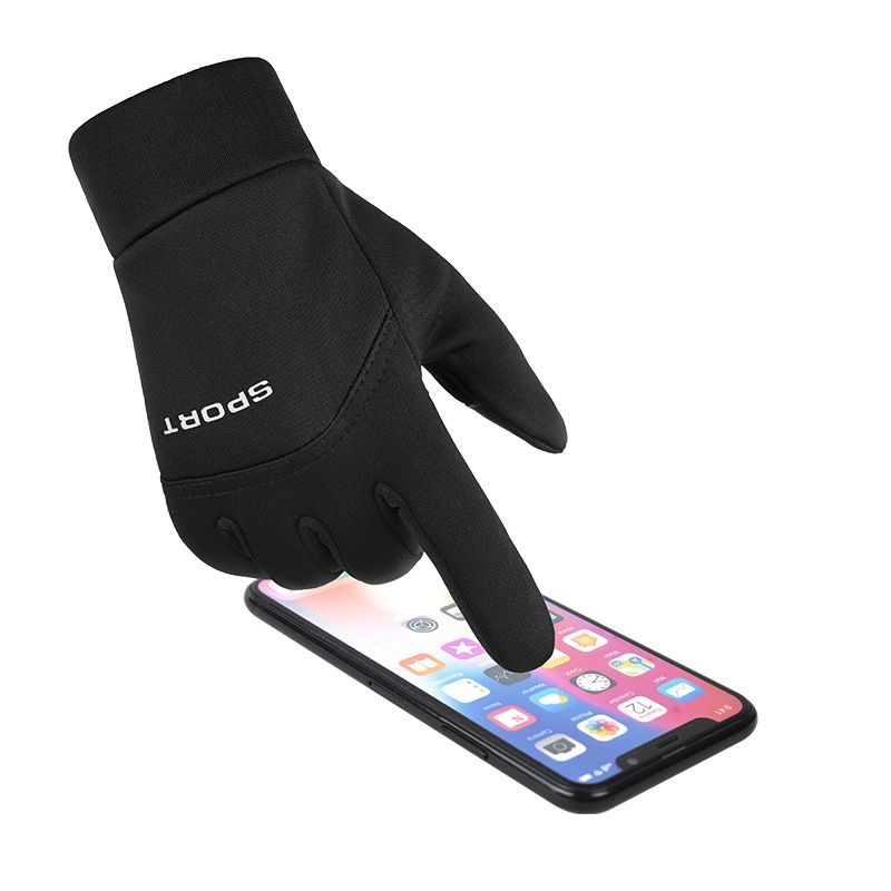 Cross-border Winter Cycling Men Full Finger Outdoor Warm Fleece Lined Windproof Waterproof Anti-slip Touchscreen Gloves_voghion.com