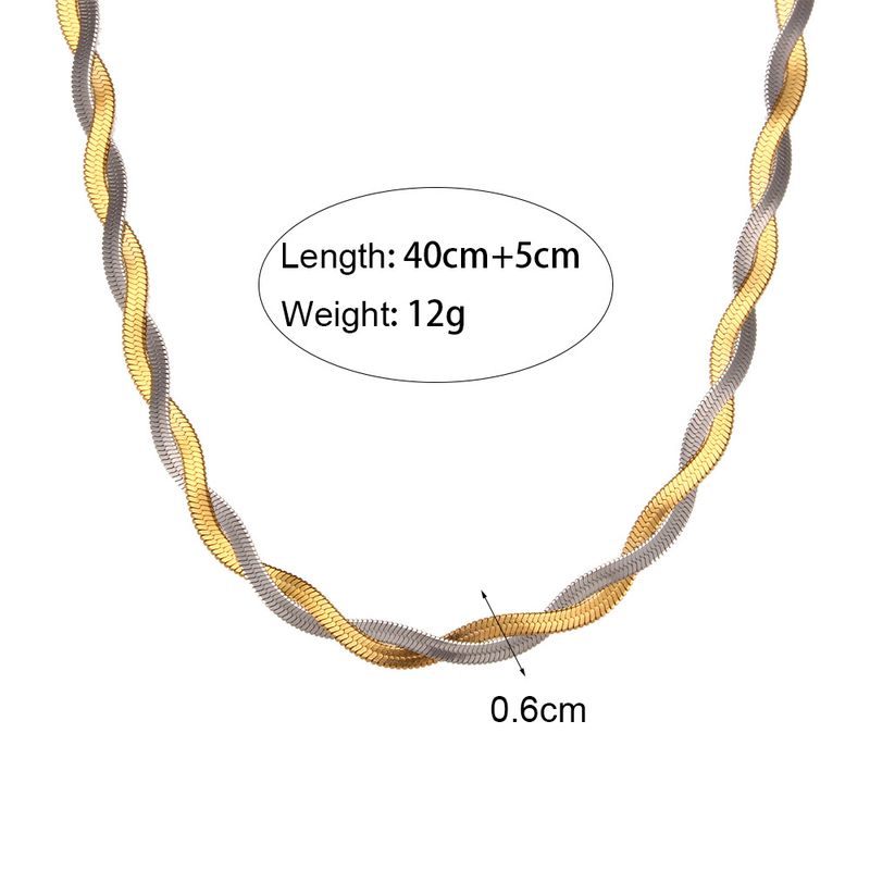 Bijoux pour femmes, design de niche, chaîne de clavicule à deux brins tressée en forme d'arête de poisson, bracelet en acier inoxydable plaqué or K, collier_voghion.com
