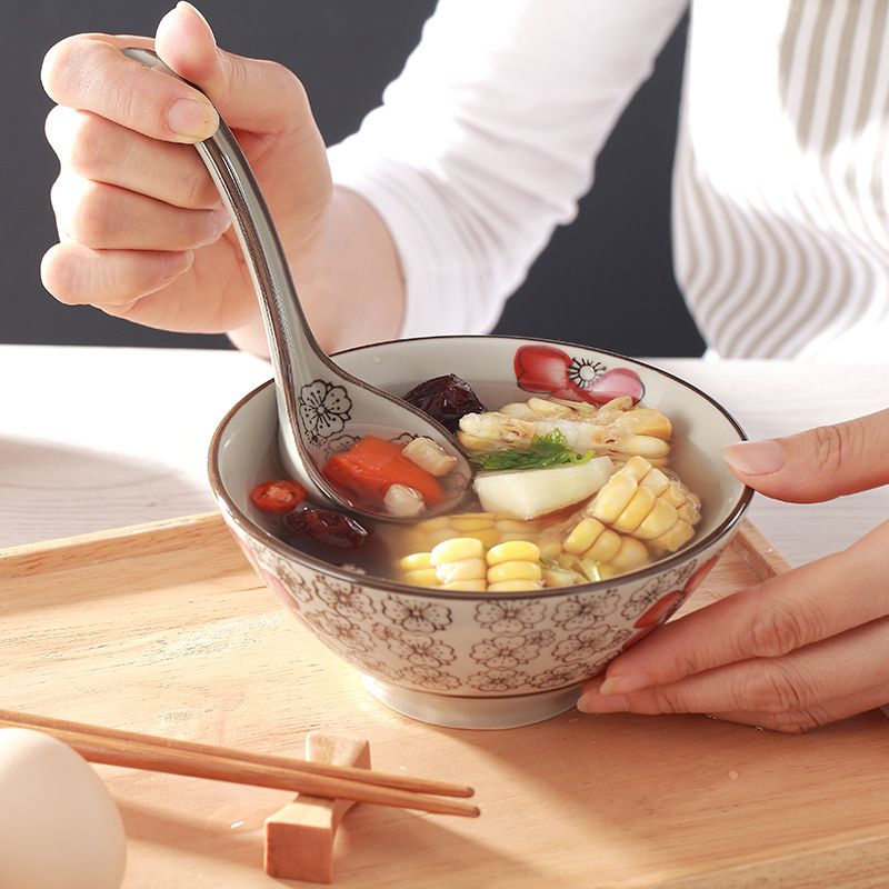 Cucchiaio da zuppa in ceramica - Grazioso mini cucchiaio per ramen/dessert/tè (set da 6, porcellana artigianale, per uso domestico e in ristorante)_voghion.com