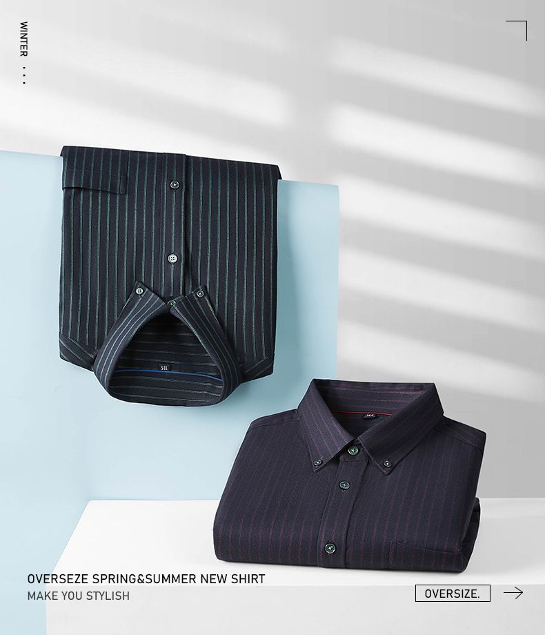 Abbigliamento da uomo taglie forti taglie forti casual camicia a righe da uomo business ampia taglie forti camicia a righe in velluto a coste a maniche lunghe_voghion.com