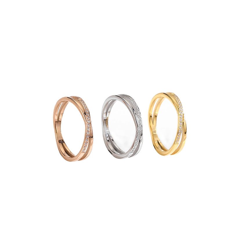 Anello da donna con croce e diamanti, in acciaio al titanio, design di nicchia femminile, anello di alta qualità in acciaio inossidabile, gioielli Red Tide_voghion.com