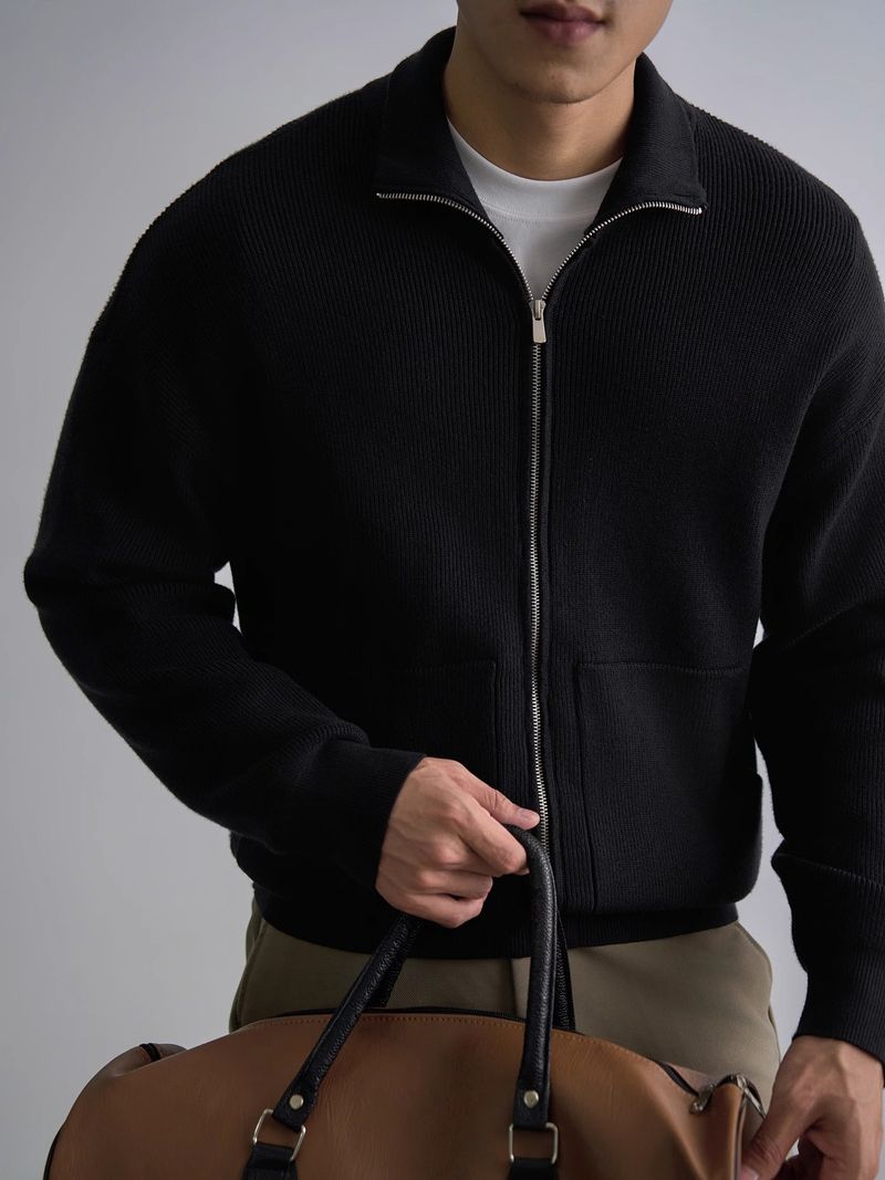 Lässiger Herren-Strickcardigan mit Reißverschluss – Leichter Pullover mit lockerer Passform für Frühling und Herbst_voghion.com