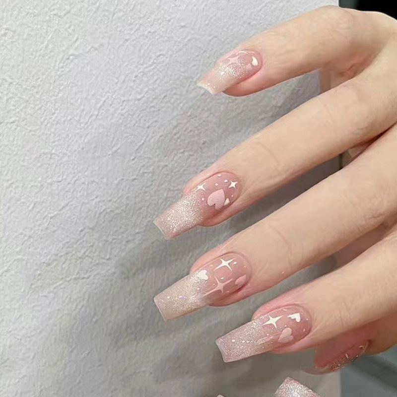 24Pcs Kopf Quadrat Volle Abdeckung Nagel Tipps Kurze Ballerina Falsche Nägel Tragbare Rosa Gefälschte Nägel Mit Blumen Desig S S_voghion.com