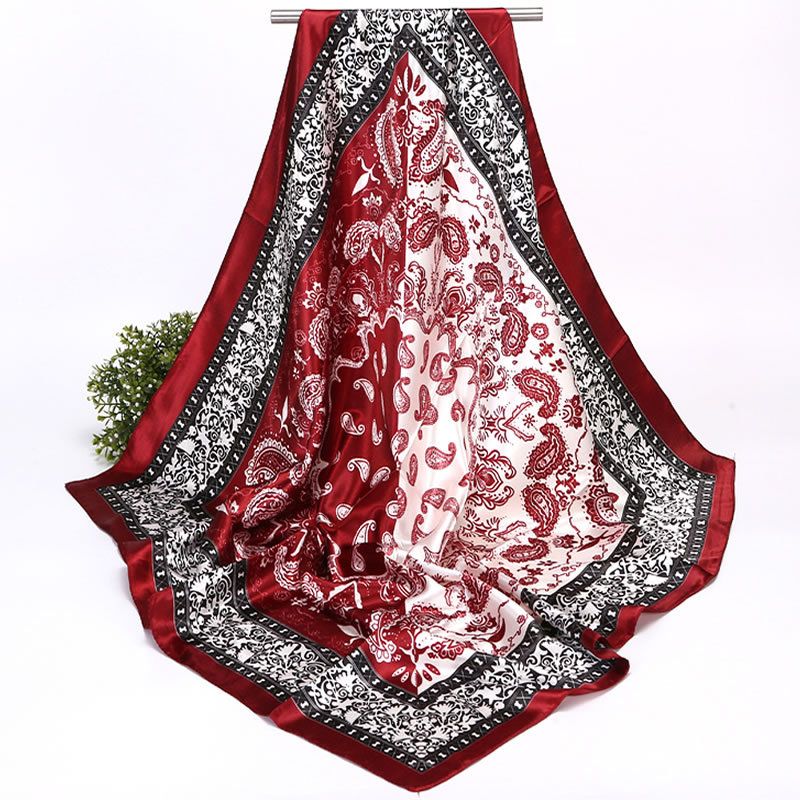 Sciarpa quadrata in raso 90*90 di alta qualità, stampata, versatile e decorativa, versione coreana autunno 2025, all'ingrosso_voghion.com