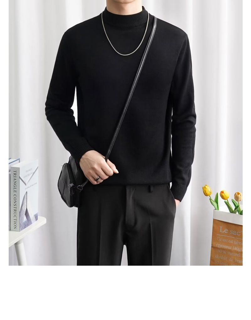 Herrenbekleidung Halbrollkragenpullover Herren Herbst Winter Halbrollkragenpullover Slim Fit Strickpullover Lässiges warmes Langarmoberteil_voghion.com